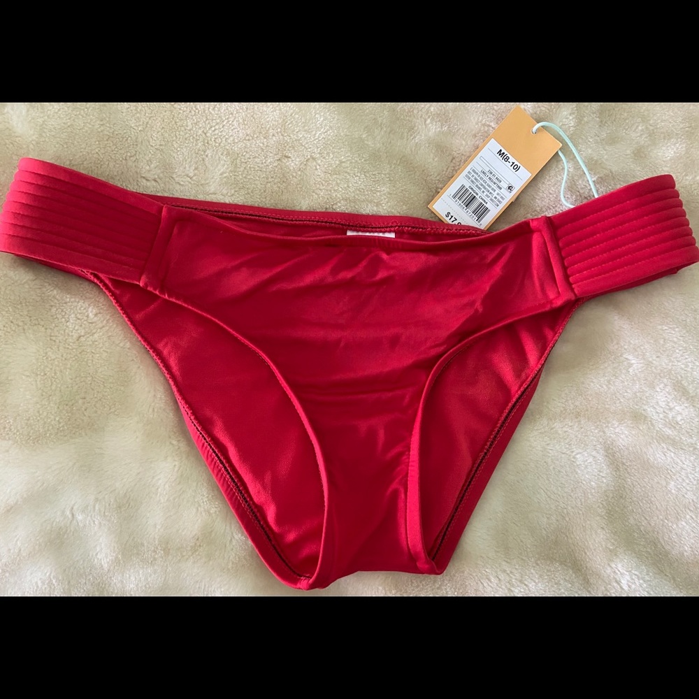 Kona Sol Red Hipster Bikini Swimsuit Bottom M